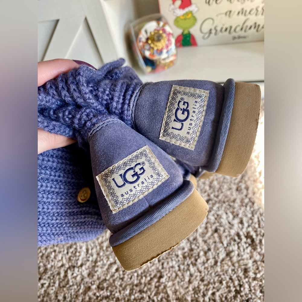 UGG Australia Purple Knit Tall Fold Over Boots 6 - Picture 3 of 15